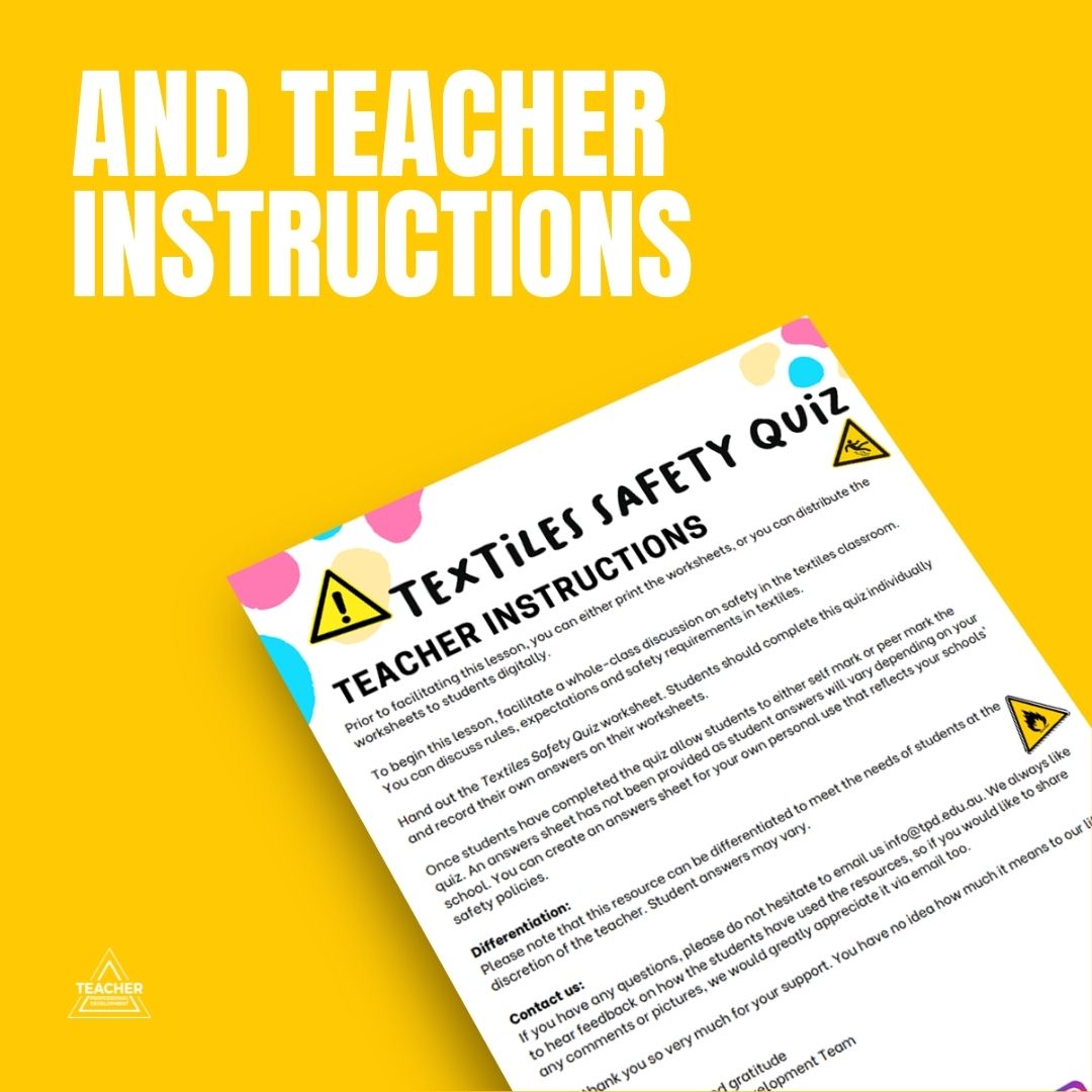 Textiles Safety Quiz Teacher Professional Development